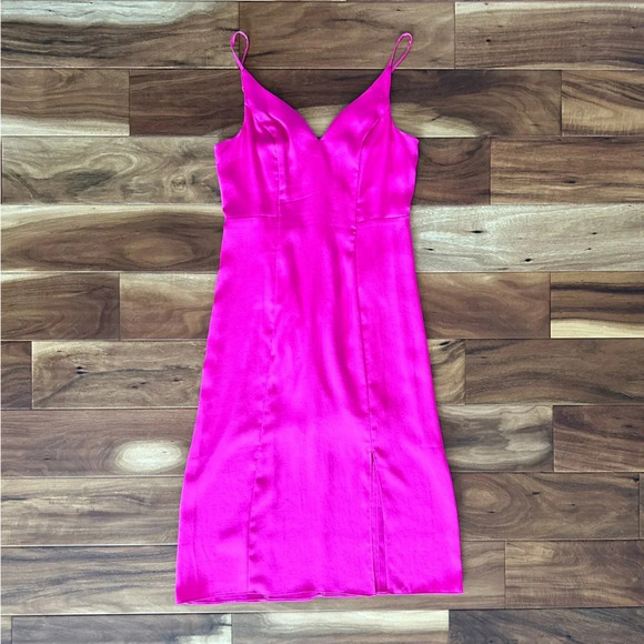 Express Hot Pink Spaghetti Strap Midi Dress size Small - Picture 3 of 6